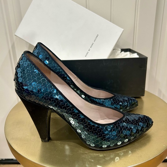 Marc by Marc Jacobs Shimmering Blue Sequin Heels - Picture 2 of 7